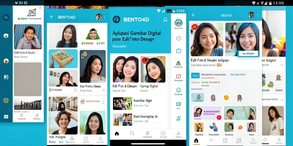 Screenshot antarmuka BENTO4D menunjukkan berbagai alat edit foto yang praktis.