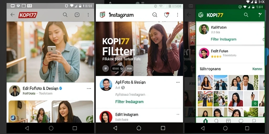 Screenshot KOPI77 menampilkan berbagai pilihan filter Instagram yang menarik.