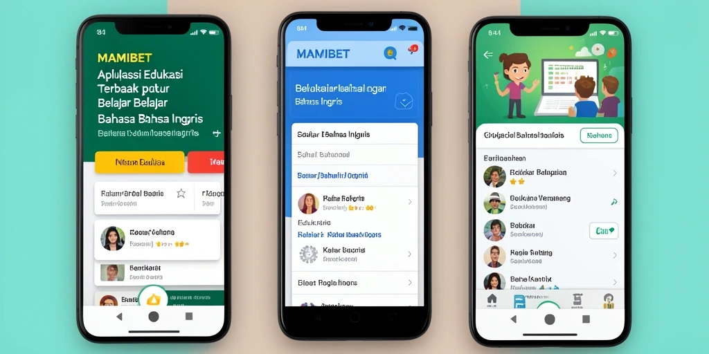 Antarmuka aplikasi MAMIBET yang interaktif untuk belajar Bahasa Inggris.