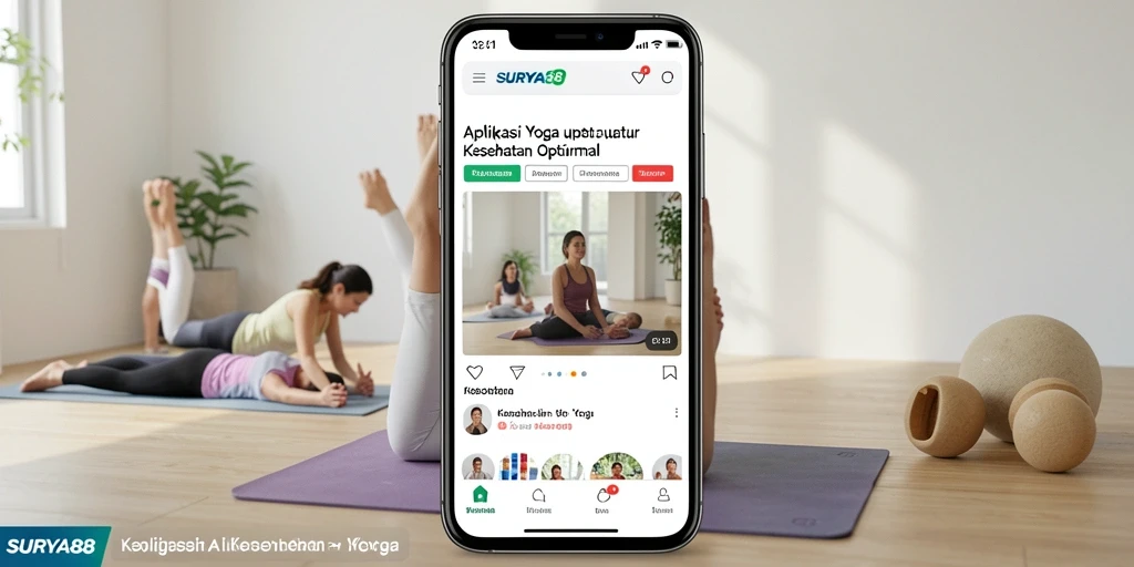 Antarmuka aplikasi SURYA88 dengan berbagai alternatif pose yoga.